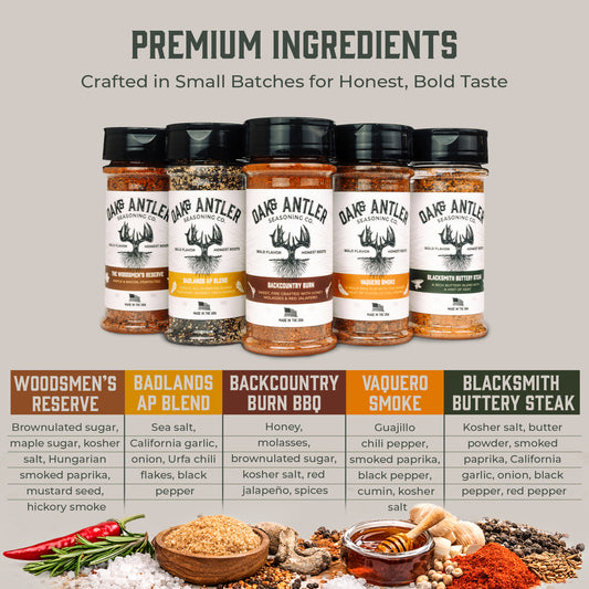 Oak & Antler 5-Blend Seasoning Bundle