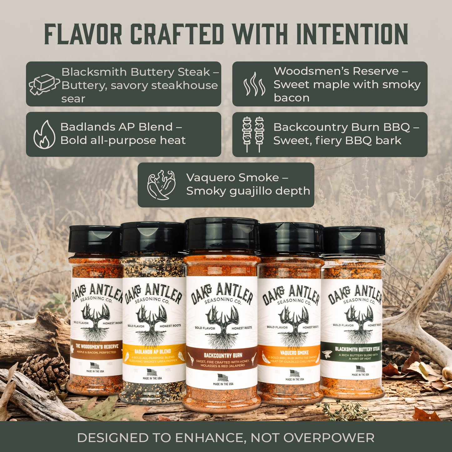 Oak & Antler 5-Blend Seasoning Bundle